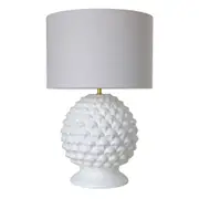 LVD Artichoke Lamp Night Light Ceramic Base w/ Linen Shade 38x58.5cm White