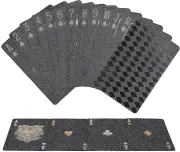 Cool Black Foil Poker Playing Cards, Waterproof Deck Of Cards With Gift Box, Use For Party And Game Size 3.62 x 2.48 x 0.87 inches Colour Black-diamond