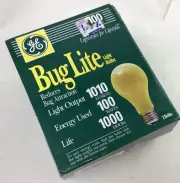 GE 2 Yellow Bug Lites 100 Watt Light Bulbs Porch Patio Garage Exterior