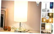 3-Way Dimmable Bedside Touch Lamp - USB-C and USB-A Ports, Faux Marble Base,