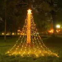 在飛比找ETMall東森購物網優惠-LED圣誕節圣誕樹五角星瀑布流水燈彩燈裝飾戶外太陽能燈串掛樹