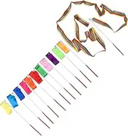 BELLIFFY Gymnastics Equipment 12pcs Colorful Rhythmic Ribbons Kids Dance Streamers 4m Length