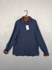 Robert Graham Quarter Zip Pullover Men's XL Navy Multicolor NEW $178
