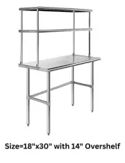 Stainless Steel Table with Overshelf NSF Certified for Restaurant Use