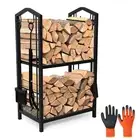 Firewood Rack with 4 Fireplace Tool Log Wood Steel Large Holder Storage