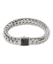 John Hardy Sterling Silver Icon Bracelet with Pave Black Sapphire, 10.5mm