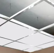 Suspended Ceiling Grid System 10m2 Polished Chrome Mirror Frame & White Tiles