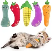 ETEKYER Cat Toys Catnip Carrot, Value Pack 5 PCS Plush Toy, Interactive Cat Nip Kicker Toys for Indoor Kitten Kitty Chew Exercise