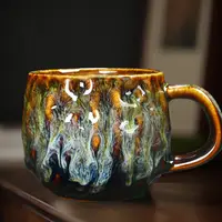 在飛比找蝦皮購物優惠-窯變 天目 釉 陶瓷 馬克杯 茶盞 錘紋 咖啡杯 帶把 個人