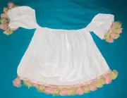 NWT Hot & Delicious Off the Shoulder Pom Pom Fringe Crop Cropped Top L (A8)