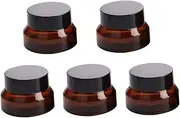 Ipetboom 5pcs Brown Glass Cream Jars Travel Bottles for Face and Eye Cream Empty Containers Portable Makeup Jars for Trips
