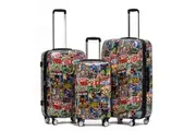 3pc Marvel Comic Retro Kids Childrens 4-Wheeled Luggage Suitcase Set