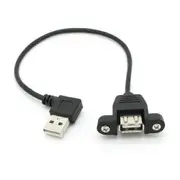 30cm 90 Degree Right Angled USB 2.0 A Male Connector to Female Extension Cable With Panel Mount Hole