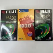 Fuji & Kodak High Grade Quality VHS Tape Lot of 3 New Blank Tapes 120