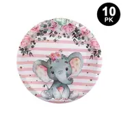 Cute Pink Elephant Theme 7 inch 17cm Plates 10PK - Kids Birthday Party Tableware