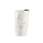 Ceramic Coffee Mug with Lid, Marble Double Wall Coffee Travel Mug marble