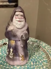 FENTON ART GLASS PURPLE SANTA With Christmas Mice 5/17/ 2021