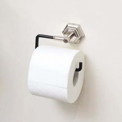 Chrome Silver and Black Toilet Roll Holder