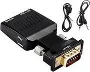 VGA to HD Converter | VGA Source to HD Display - Plug-and-Play 1080P High-Speed Connector with 3.5mm CableAudio-Supported Compact Design for Office Projector Laptop-Extend Home Theater