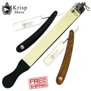WET CUT THROAT STRAIGHT RAZORS SHAVING SET FOR HIM WITH LEATHER SHARPENING STROP