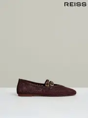 Reiss Oxblood Elspeth Mesh Double-Strap Ballet Flats (F72829) | $325