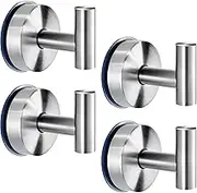 JOMOLA Suction Cup Hooks Shower Wall Stainless Steel Vacuum Shower Hook Heavy Duty Bathroom Suction Towel Holder for Inside Shower Coat Hooks Wall Hanger for Door Glass Kitchen Brushed Silver 4Pcs