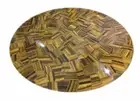 36" Marble Table Top Tiger Eye PietraDura overlay Handmade Work