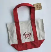 NEW Trader Joe’s Canvas RED Mini Tote Bag Reusable