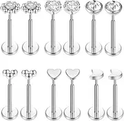[Gnoliew] 18G 20G Threadless Stud Earrings Flat Back Push-in Tragus Labret Cartilage Medusa Conch Lip Piercing Jewelry 316L Surgical Stainless Steel Nose rings for Men Women