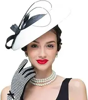 [F FADVES] FADVES Fascinators Pillbox Hat Weddings Women Straw Fedora Vintage Sinamay Base Hats
