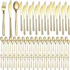 240 Pcs Gold Silverware Set Service for 80 Stainless Steel Flatware Set Gold ...