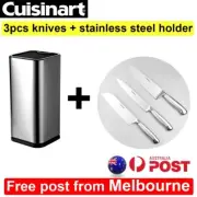 Cuisinart 3pcs Kitchen Knives Set with Stainless Steel Knife Holder Chef Cleaver