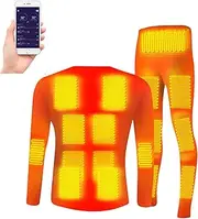[IMYOGI] Cozy Electric Heated Underwear Set Fleece Lined Thermal Body Suit Men Winter APP Control Temperature Motorcycle Top Pants 20 Areas
