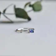 925 Sterling Silver, Moonstone Ring, Baguette Ring