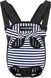 GAHOSG Dog Cat Carrier Backpack Adjustable Pet Carrier Backpack Travel Bag, Easy-Fit for Traveling Hiking Camping for Small Medium Dogs Cats Puppies, Blue & White Stripes, Large