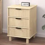 Scandi Oak 3 Drawer Bedside Table Nightstand Storage Cabinet Unit