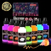 Halloween Glow in the Dark Paint Set 8x24ml Neon UV Acrylic for Canvas, Stones,