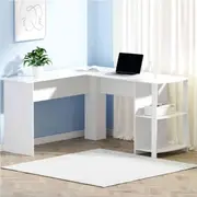 Artiss 136CM Computer Desk Shelf L-Shape Corner Desks White
