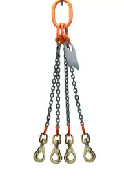 Chain Sling - 5/8" x 5' Quad Leg with Swivel Positive Locking Hooks - Grade 100
