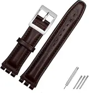 [WUTONGMU] 17mm 19mm Waterproof Leather Watch Strap Band Black Brown White With Clasp Fit For Swatch Wathcband