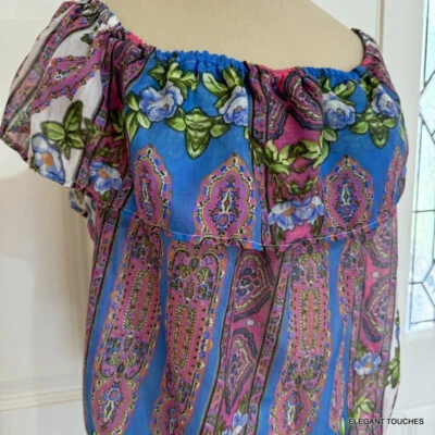 Buffalo by David Bitton Blouse S Colorful Womens Thin Flowy Cottage Core Top NEW