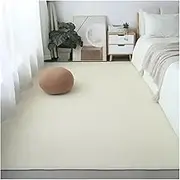 Large Carpet Home Decor Coral Velvet Solid Color Living Room Sofa Foot Mat Nursery Area Rug Kids Crawling Game Carpet(Beige,140x200cm(47x78.7in))