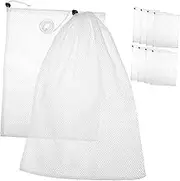 Vaguelly 10Pcs Polyester Drawstring Mesh Bags for Fruits Vegetables Storage Reusable Capacity Easy to Use Versatile Pouches for Travel Sports Household Items
