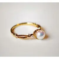 在飛比找ETMall東森購物網優惠-ANGEL 潔白無瑕珍珠閃耀鋯石戒指(金色)