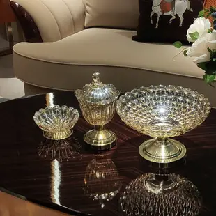 水果盤 客廳水果盤 幹果盤 歐式奢華家用水晶玻璃果盤客廳水果盤雙層糖果盤簡約現代創意擺件