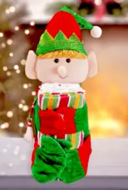 Plush Elf Hugging Holding Christmas Hand Towel Set NEW