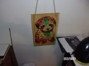 Wooden Puzzle Wall Hanging Puppy on a wooden shingle