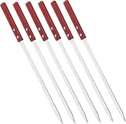 Generic 6Pcs Metal Skewers for Kabob Flat Stainless Steel Barbecue Skewers for Grilling Meat Vegetables BBQ Grill Tools for Camping Outdoor Cooking