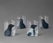 Jon Derian for Target Drinking Glasses Crow Bird Highball Cocktail Bar Halloween