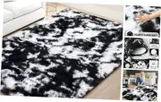 Black White Tie-dye Rug for Living Room, 4x6 Ft 4x6 Feet Tie-dyed Black White